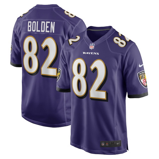 mens nike slade bolden purple baltimore ravens player game jersey